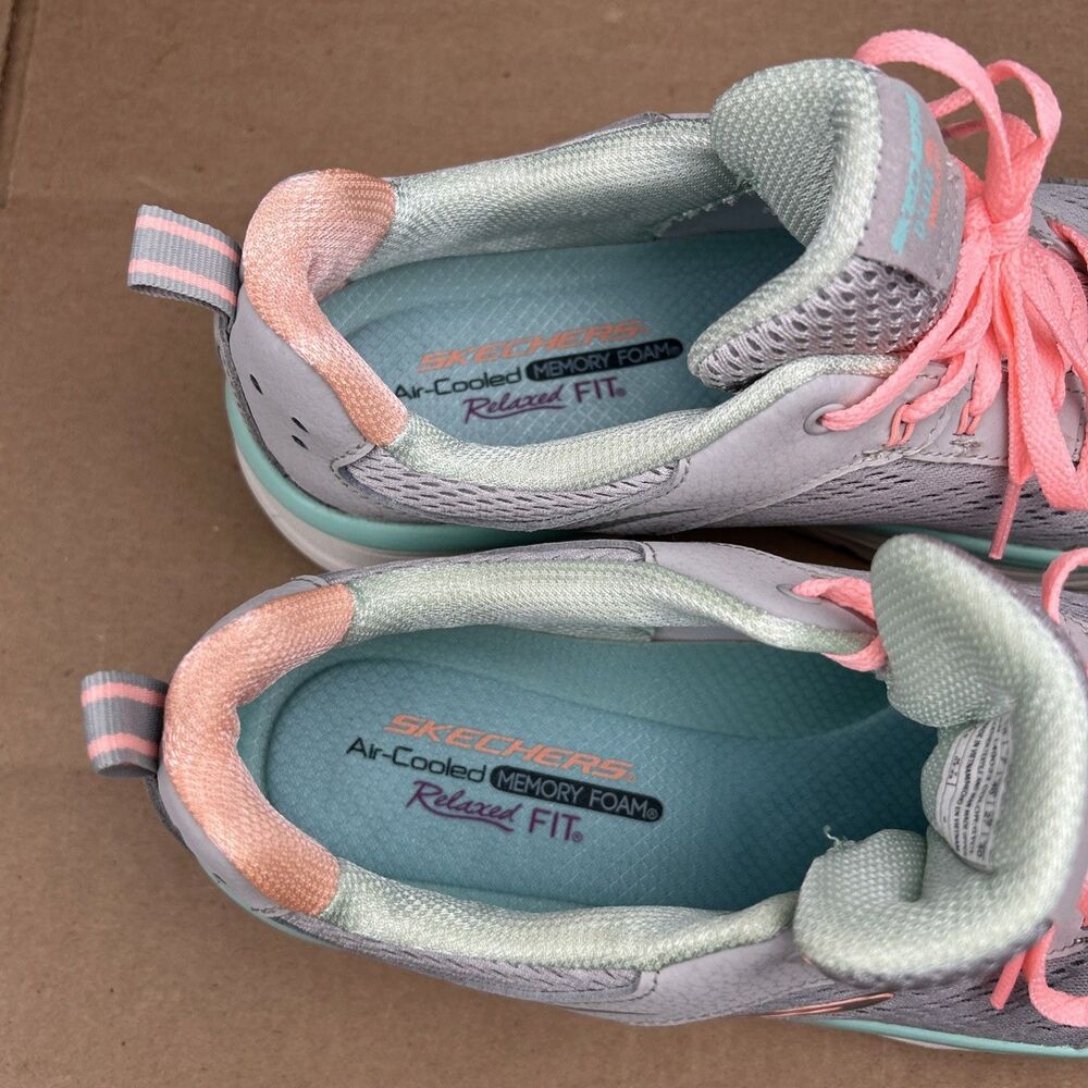 Skechers D'Lux Walker - Infinite Motion Women's 10 Gray Teal Pink Walking Shoes - Picture 6 of 10